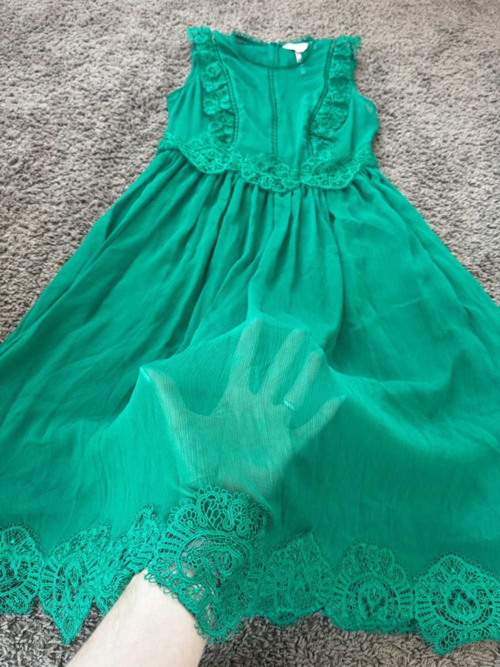 Ted Baker Porrla Frill Lace Midi Dress Green Anniversary Size 2 US 6 UK 10 $199 - Picture 10 of 12